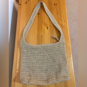 The SAK tan/beige Woven Crochet Shoulder Bag